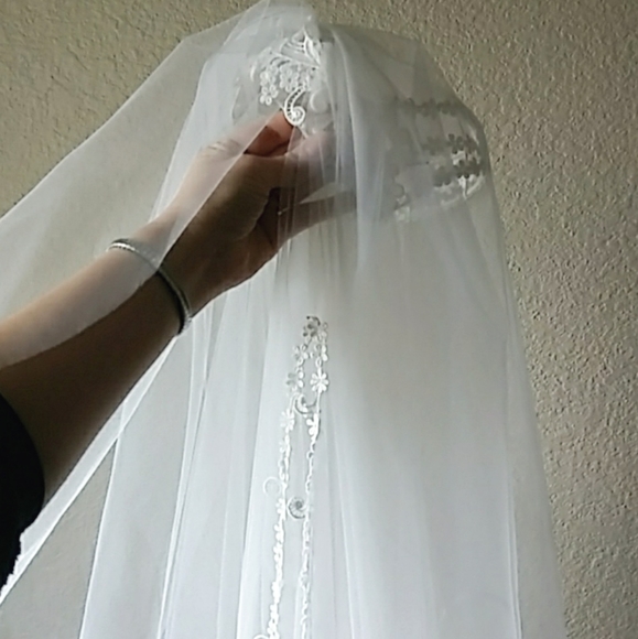 3 Layer wedding Veil Vintage (white) - Picture 5 of 12